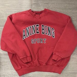 Anine Bing Red Pullover with Black & White Logo